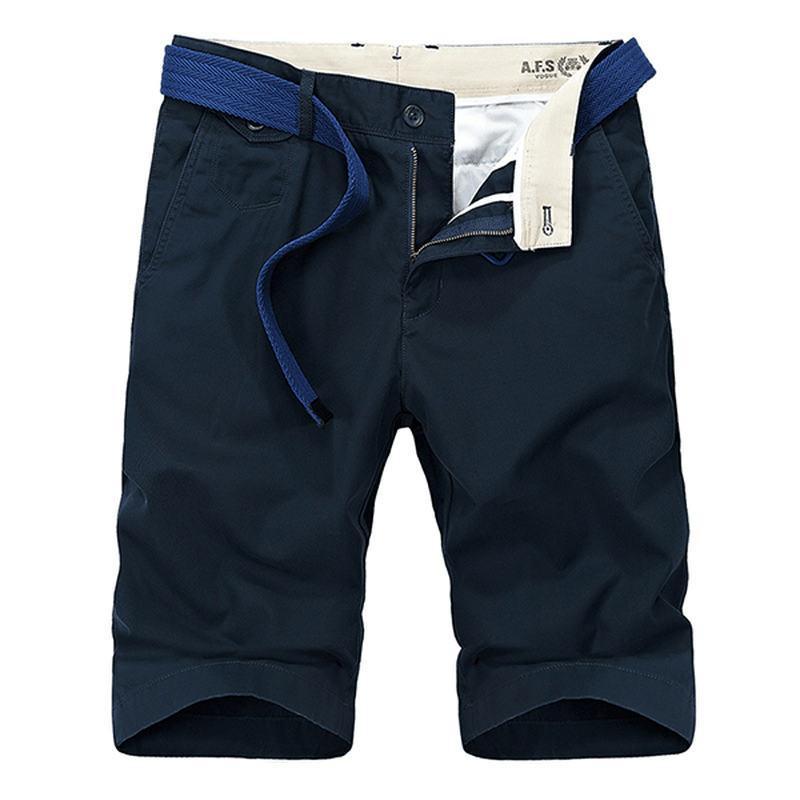 Summer Men'S Casual Cotton Shorts Pure Color Large Size Knee Length Shorts - MRSLM