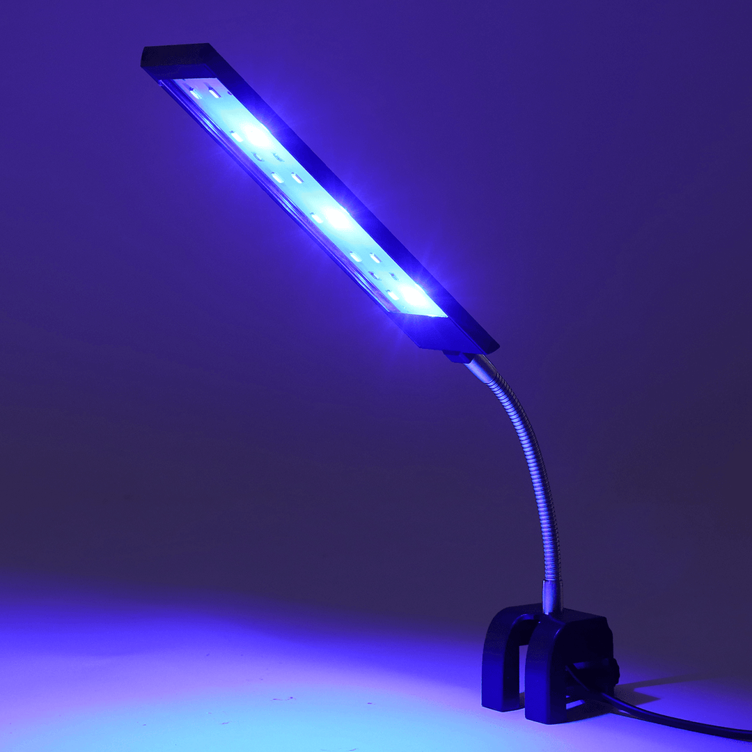100-240V 7W Clip-On LED Aquarium Light Fish Tank Decoration Lighting Lamp with White & Blue Leds, Touch Control, 2 Modes - MRSLM