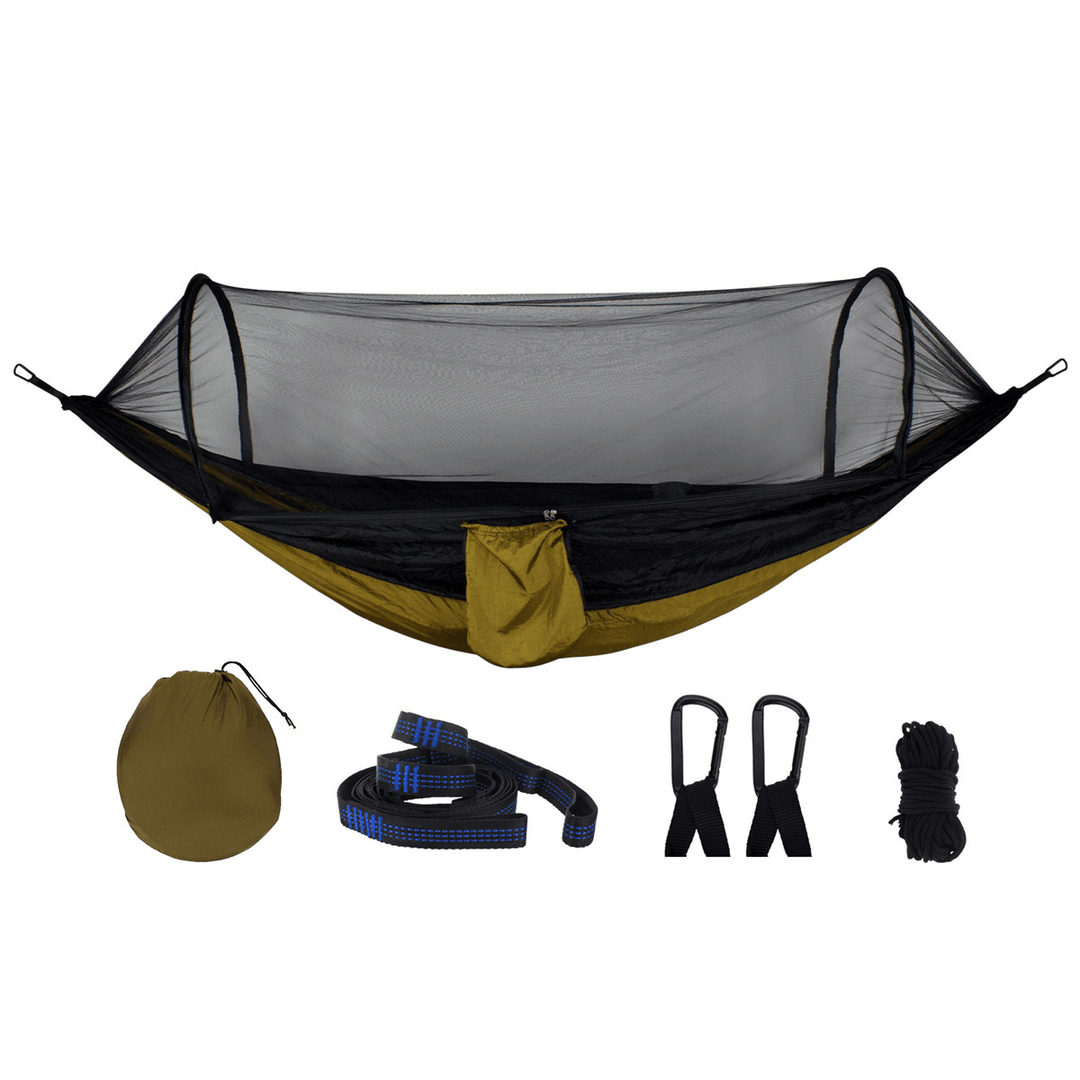 210T Nylon Hammock Ourdoor Camping Travel Hanging Bed with Mosquito Net - MRSLM
