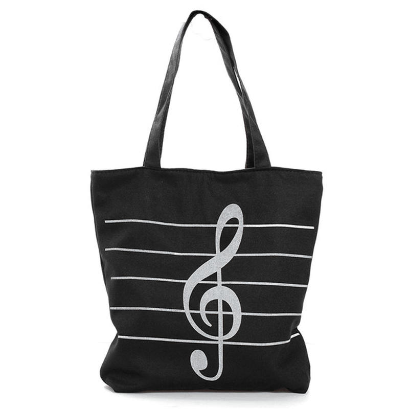 Women Canvas Musical Shopping Bags Tote Girls Portable Shoulder Bags Handbags - MRSLM