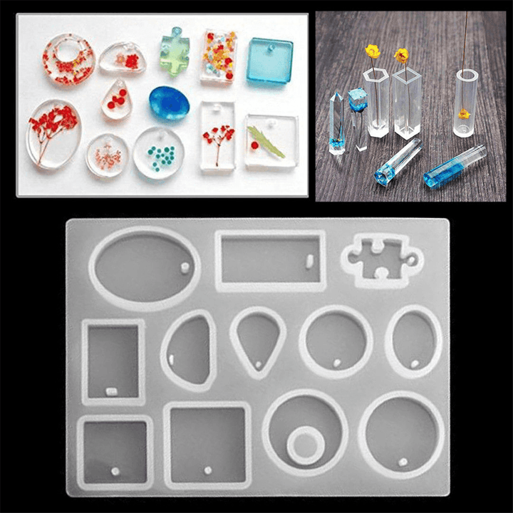 213Pcs DIY Epoxy Resin Casting Molds Kit Silicone Jewelry Pendant Craft Making Mould - MRSLM