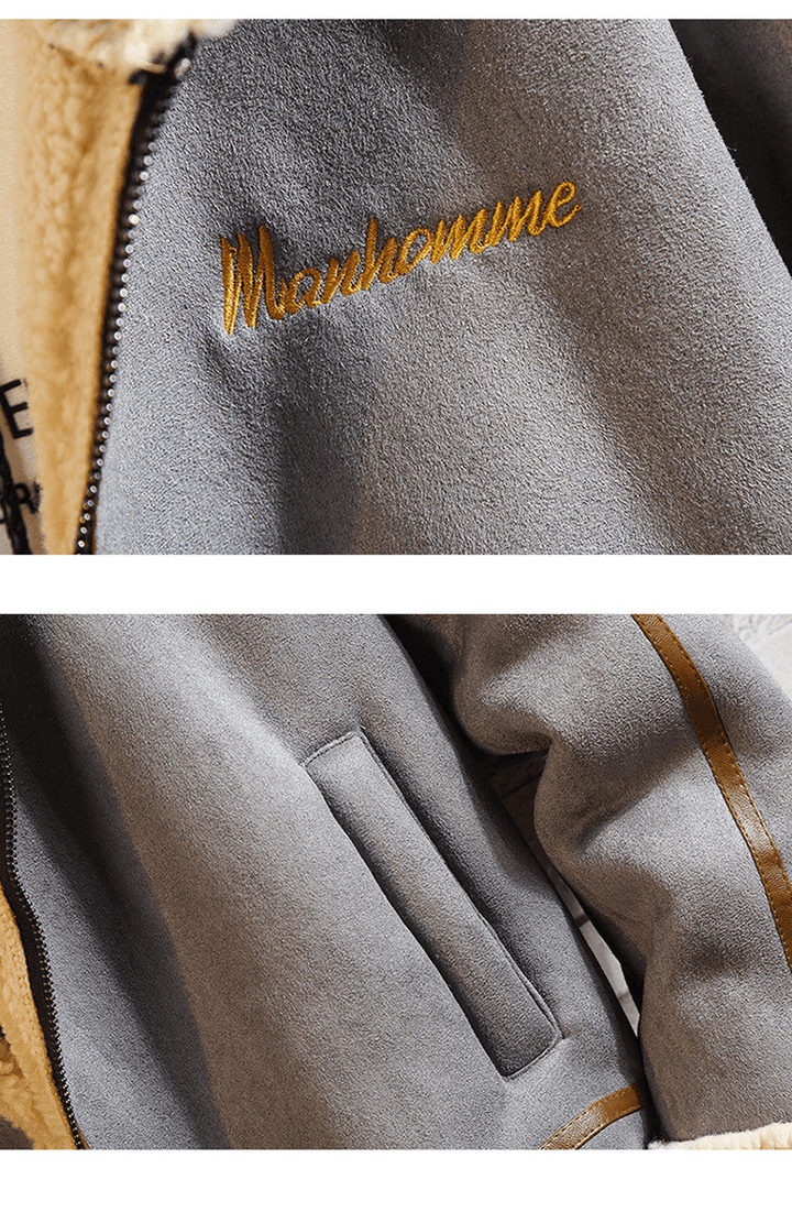 Fashion Lamb Wool Hooded Casual Men'S Cotton Jacket - MRSLM