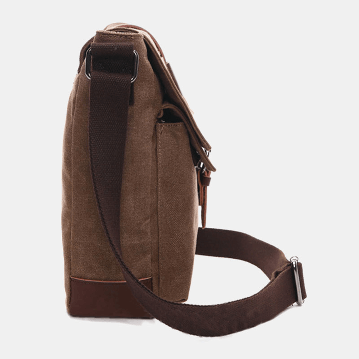 Men Canvas Back Anti-Theft Zipper Pocket Crossbody Bags Casual Large Capacity 6.3 Inch Phone Bag Shoulder Bag - MRSLM
