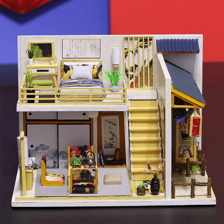 Iiecreate J-002 Japanese Plain Room Handmade DIY Cabin Doll House with Dust Cover Music Motor - MRSLM