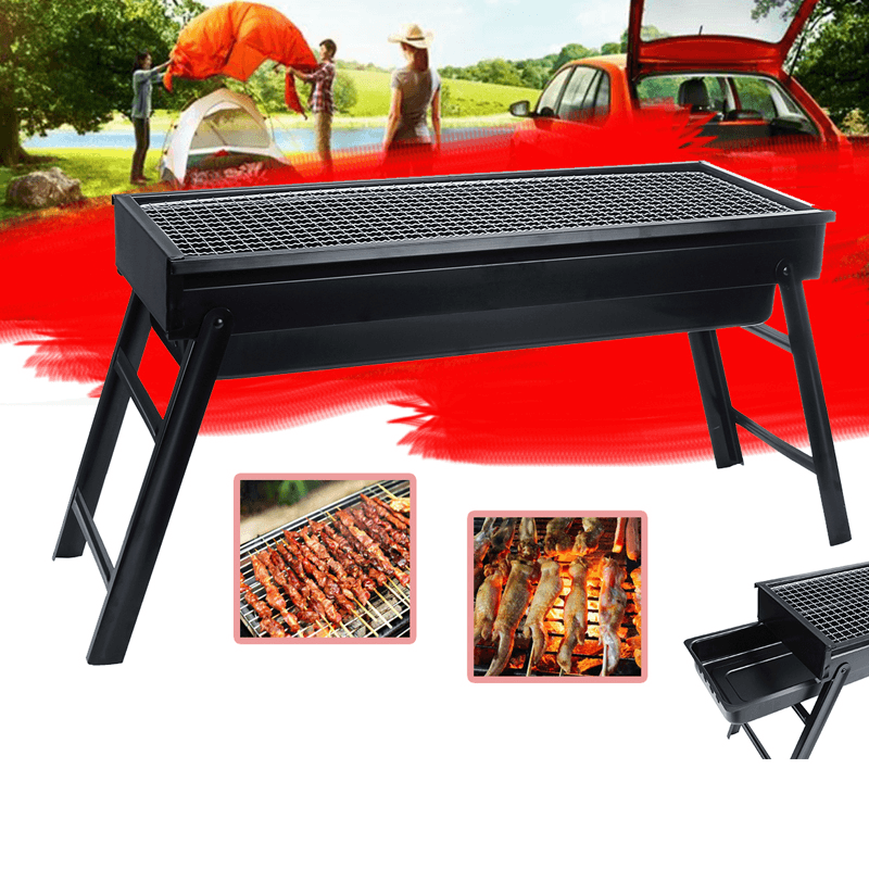 Foldable BBQ Grill Charcoal Barbecue Camping Picnic Grill Stove - MRSLM