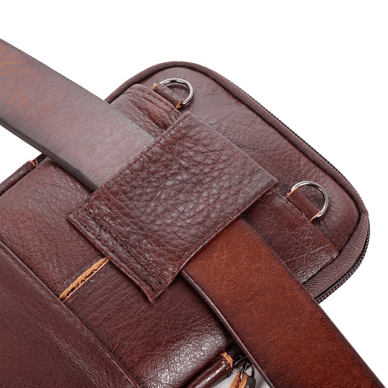 Men Genuine Leather Multi-Carry Anti-Theft 6.5 Inch Phone Bag Crossbody Bag Waist Bag Sling Bag - MRSLM