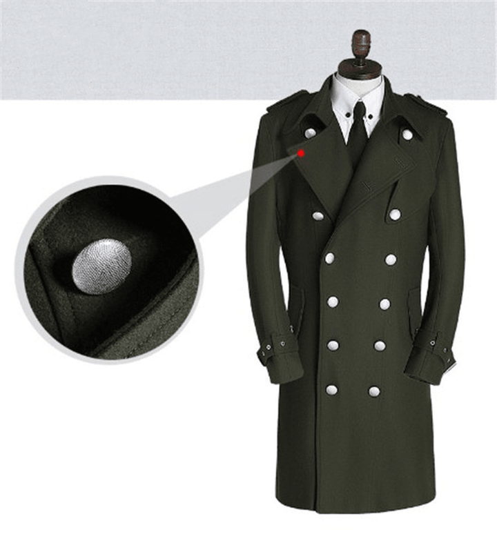 World War II Coat Woolen Coat Casual Windbreaker Korean Style Slim Long Warm Woolen Coat Metal Caviar - MRSLM