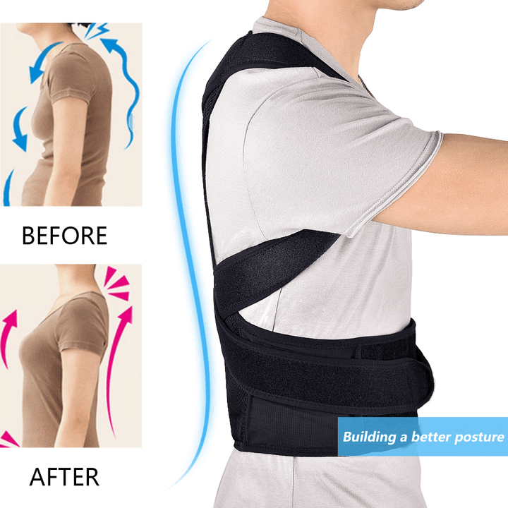 Adjustable Back Support Belt Back Posture Corrector Shoulder Lumbar Spine Support Back Protector - MRSLM
