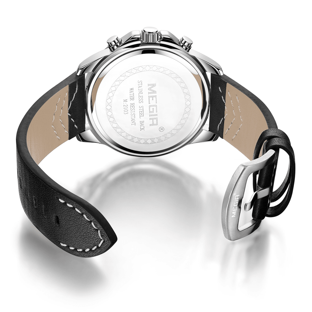 MEGIR 2103 Calendar Business Style Men Wrist Watch Luminous Display Quartz Watch with Box - MRSLM