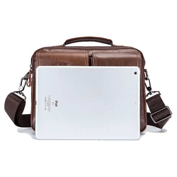Mens Leather Messenger Bag Retro Laptop Bag Business Briefcase Shoulder Bag - MRSLM
