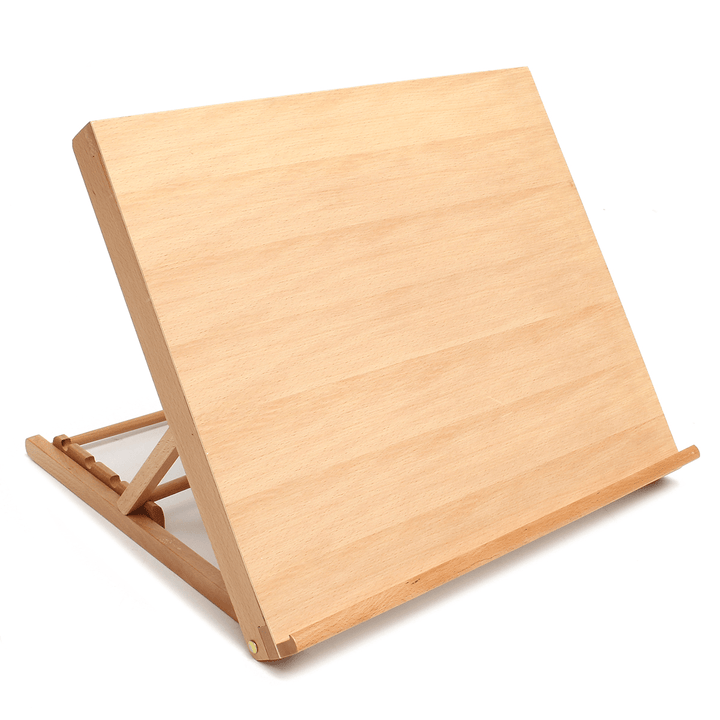 Adjustable Beech Wood Drawing Storage Board Fold Flat Sketching Crafted with Elastic Band - MRSLM