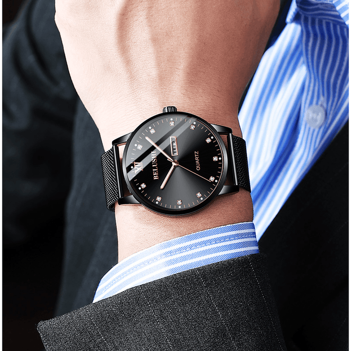 BELUSHI 545 Fashion Wrist Watch Luminous Calendar Date Business Men'S Waterproof Quartz Watch - MRSLM