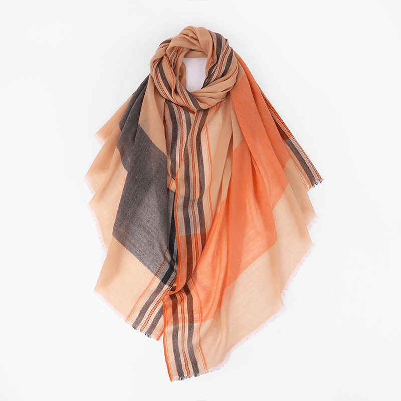 Autumn and Winter Versatile Checkered Fringe Warm Long Scarf - MRSLM