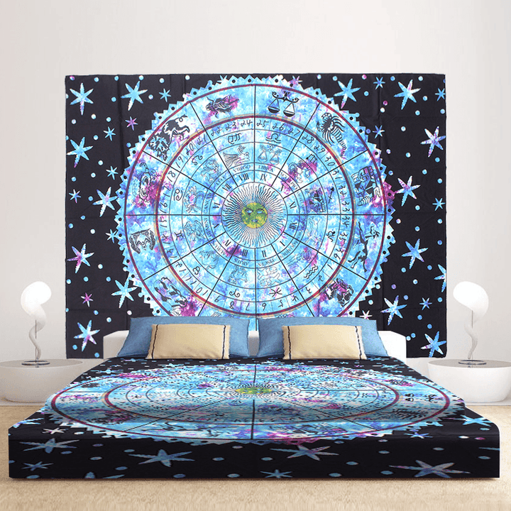 Zodiac Indian Fshion Tapestry Wall Hanging Bohemian Bedspread Art Decor - MRSLM