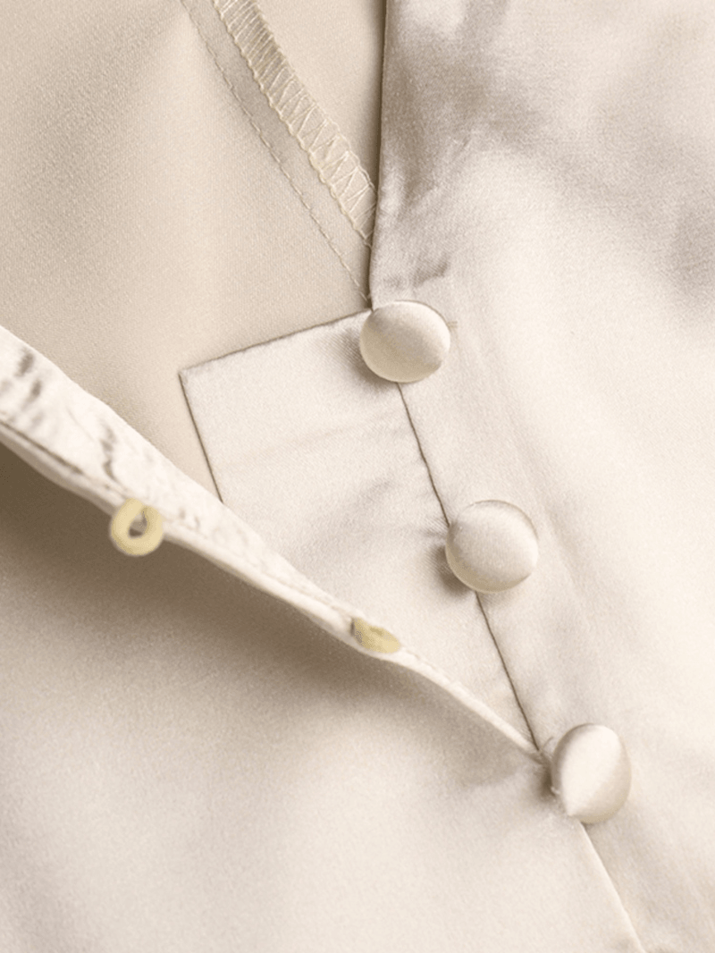 Luster V-Neck Buttons Long Sleeve Casual Dress for Women - MRSLM