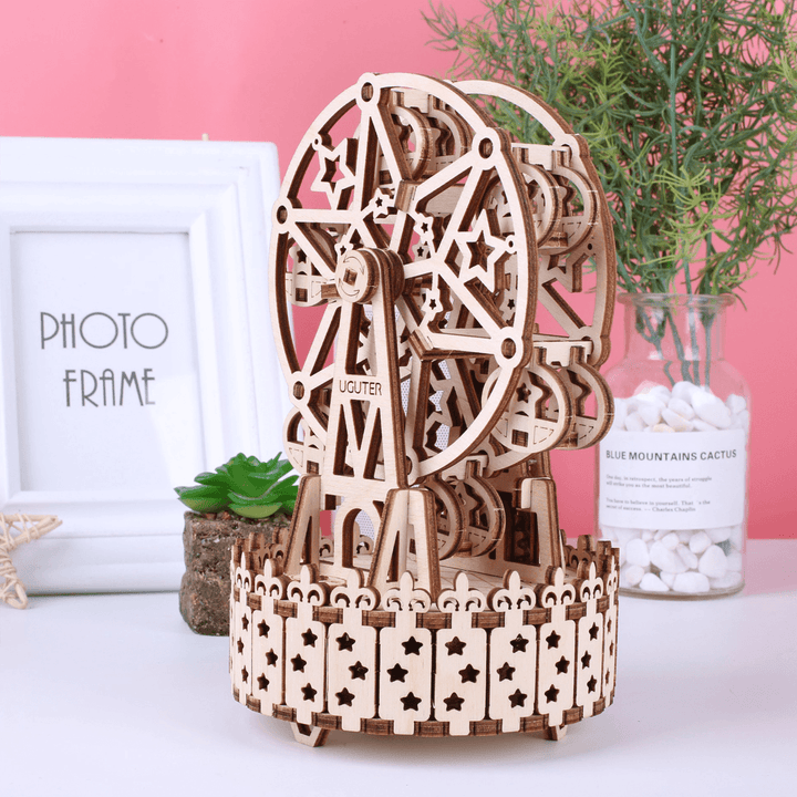 3D Wooden Ferris Wheel Puzzle Music Box DIY Assembly Toys Creative Gift - MRSLM