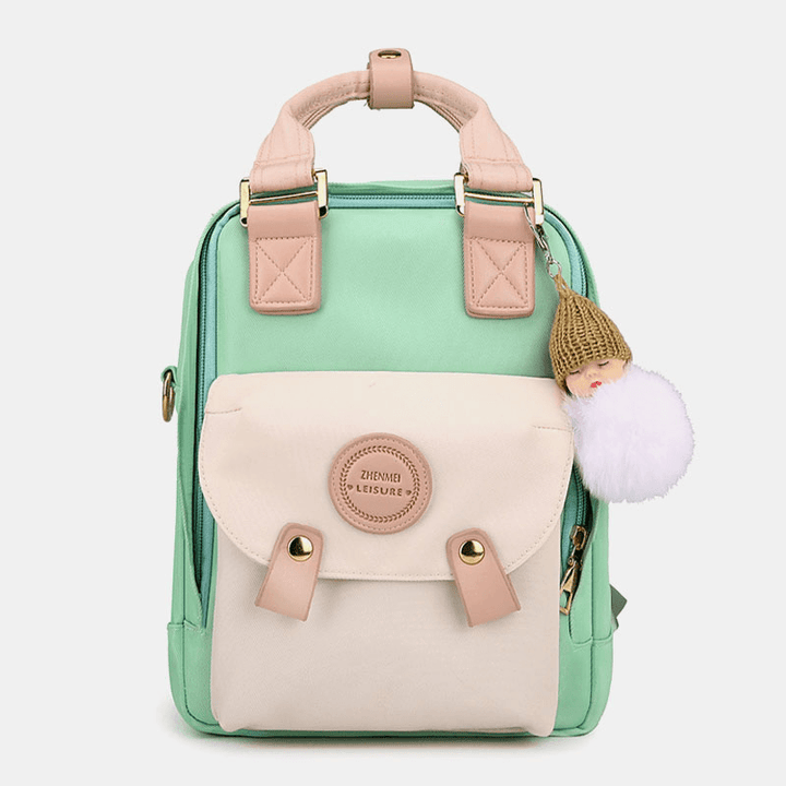 Women Color Matching Large Capacity Backpack Mini Waterproof Breathable Wear-Resistant Dual-Use Shoulder Bag Handbag - MRSLM