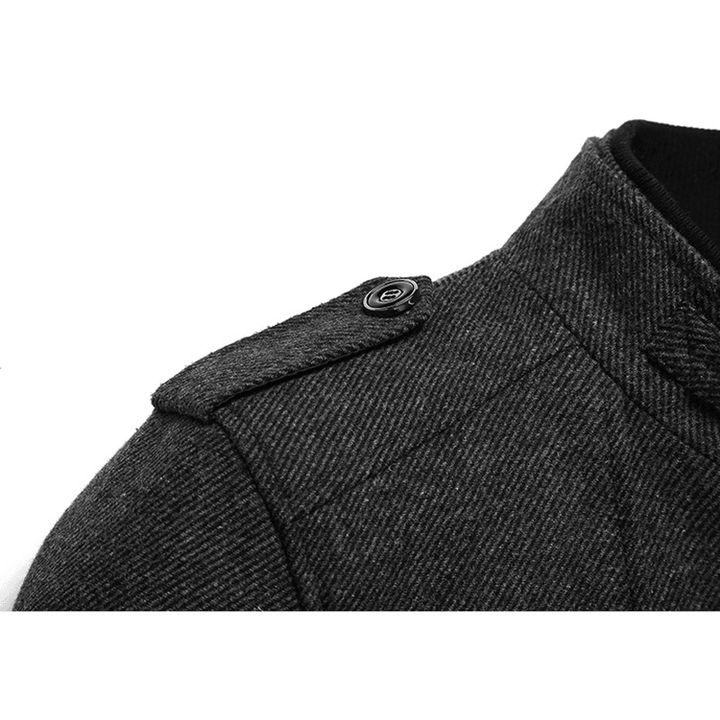 Mens Fashion Casual Stand Collar Woolen Jacket Business Tren - MRSLM