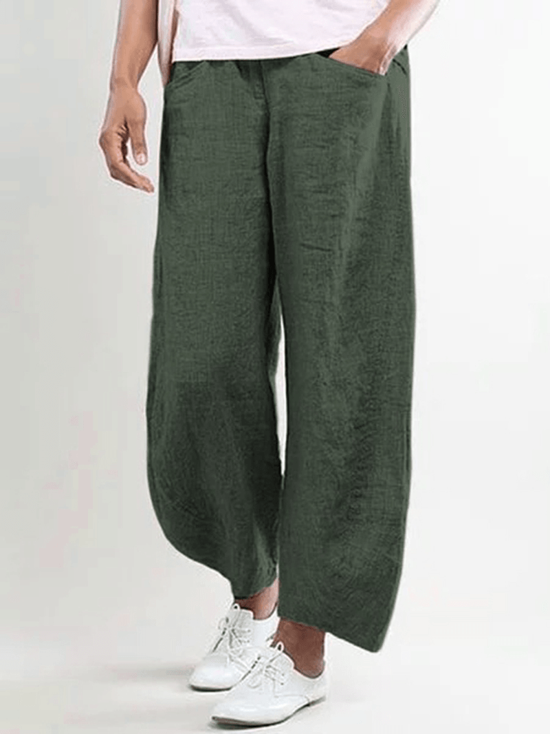 Women Casual Solid Color Cotton Trouser Pants - MRSLM