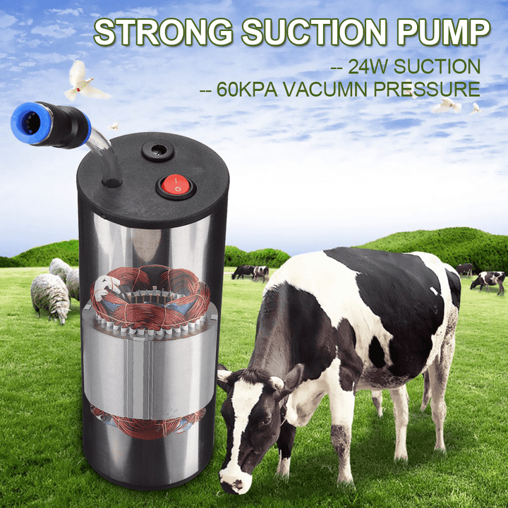 2/3/5L Electric Milking Machine Cow Goat Milker Dual Upgraded Head Thickening Pump Bucket - MRSLM