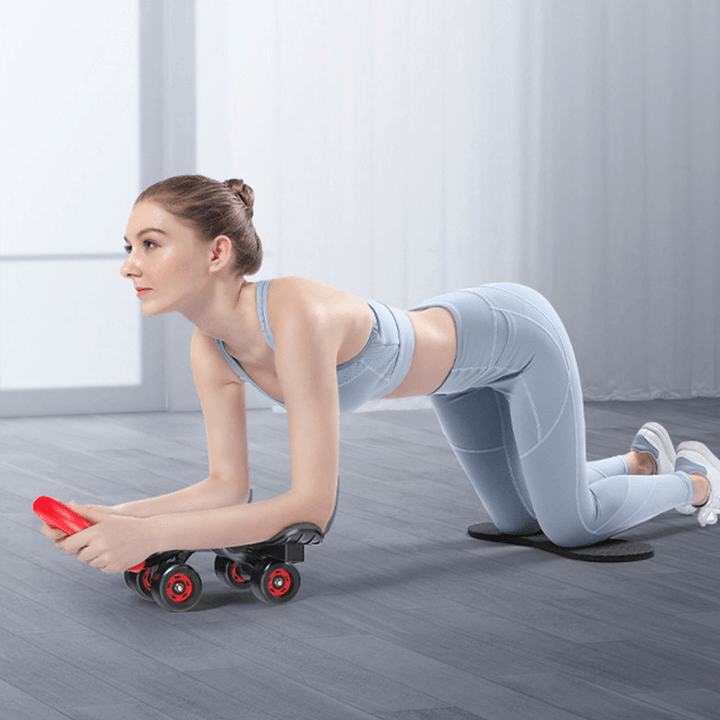 KALOAD Ab Rollers with Handrails Four Rounds of Abdominal Muscle Wheel Non-Slip Removable Home Slimming Exercise Fitness Equipment - MRSLM