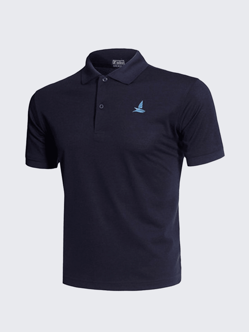 Casual Solid Color Embroidery Quick Drying Golf Shirt - MRSLM