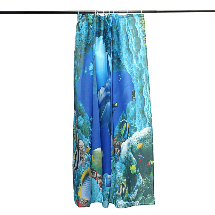 Dolphin Ocean Bathroom Shower Curtain Bath Mat Toliet Pedestal Rug Pad Cover - MRSLM