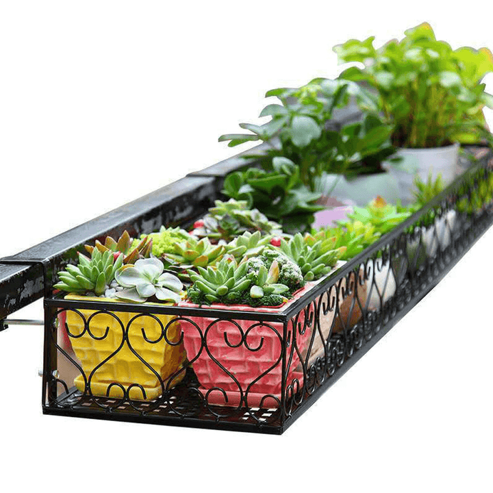 Flower Pot Stand Rack-Mounted Balcony Wrought Iron Hanging for Home - MRSLM