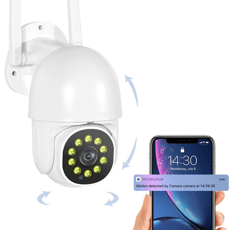 INQMEGA 1080P PTZ Speed Dome Wifi Wireless IP Camera IP66 Waterproof Night Vision Auto-Tracking Home Surveillance Outdoor IP Camera - EU Plug - MRSLM