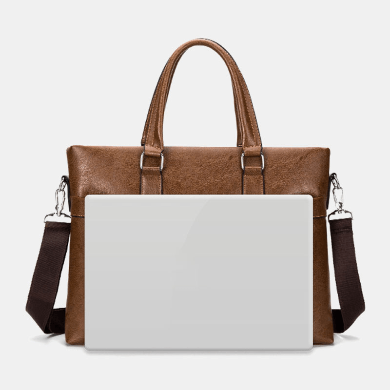 Men Retro Horizontal Briefcases Messenger Bag Back Anti-Theft Zipper Pocket Large Capacity Crossbody Bags Shoulder Bag Handbag - MRSLM