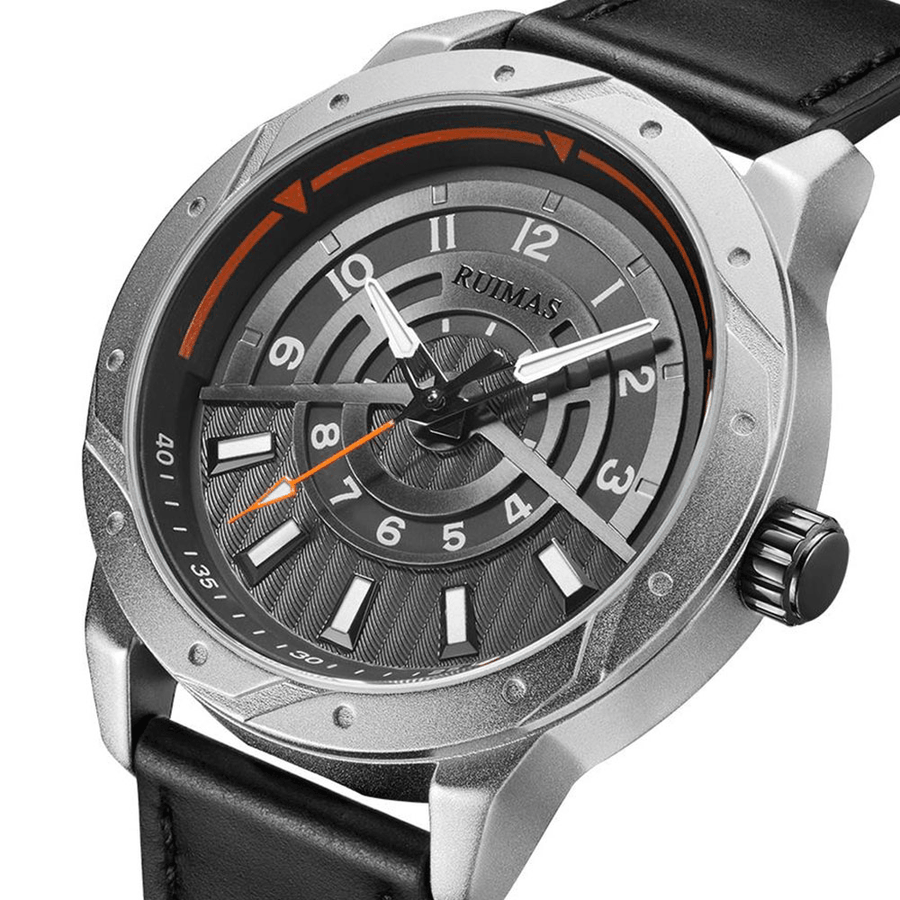 RUIMAS 594 Fashion Men Watch 3ATM Waterproof Genuine Leather Strap Casual Quartz Watch - MRSLM