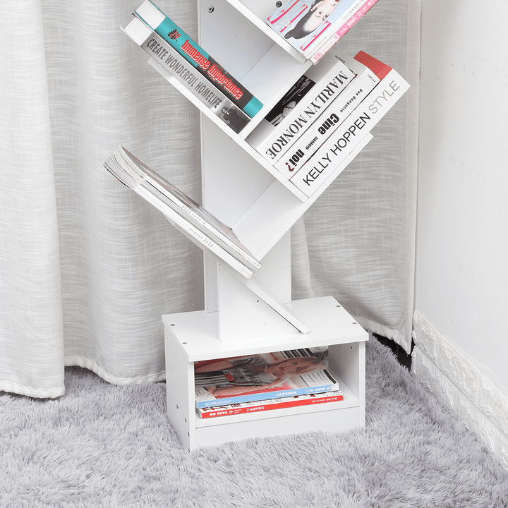 Tree-Shape Bookshelf Multi-Layer Wooden Storage Rack Standing Shelf Household Bookcase Simple Children'S Room Decor - MRSLM