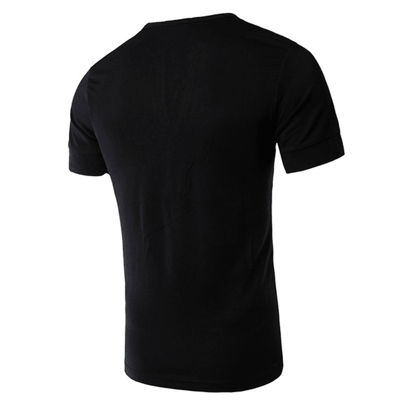 Men'S Fashion Sexy Deep V-Collar T-Shirts Casual Slim Pure Color Short Sleeve Tees - MRSLM