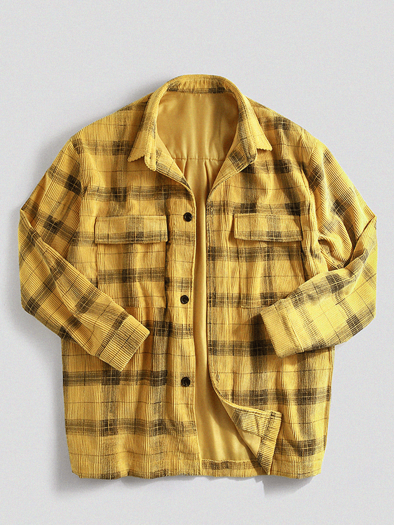 Mens Vintage Corduroy Buttons Single Breasted Casual Jacket - MRSLM