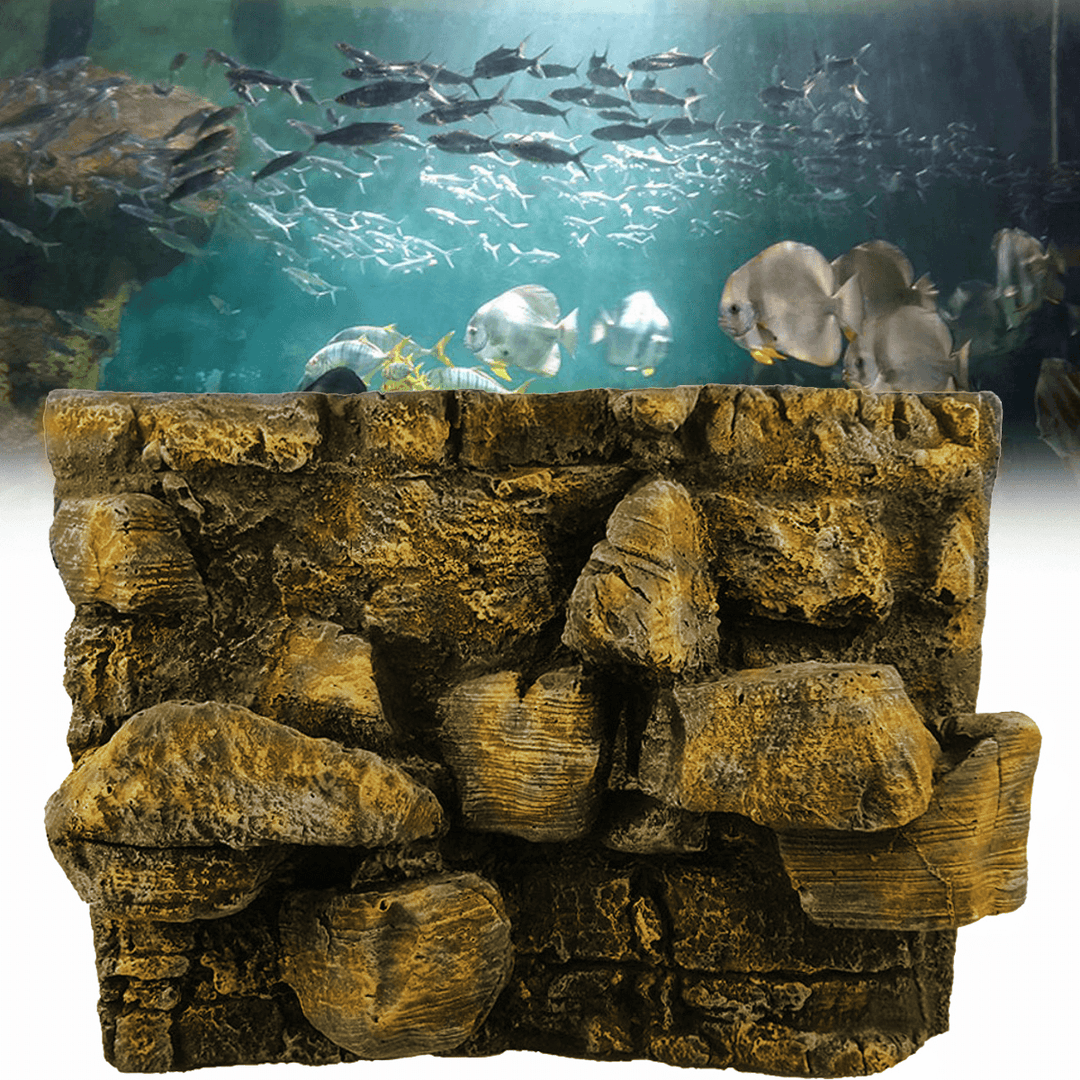 3D PU Rock Stone Aquarium Background Backdrop Reptile Board Fish Tank Decorations - MRSLM