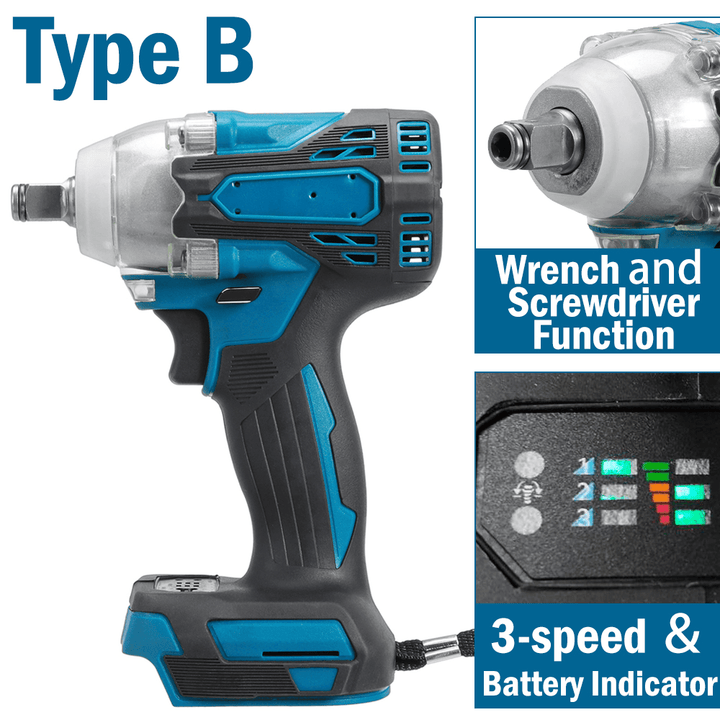 1200N.M Brushless Electric Wrench Driver Cordless 1/2'' Impact Wrench 1/4" Screwdriver for Makita 18V Battery - MRSLM