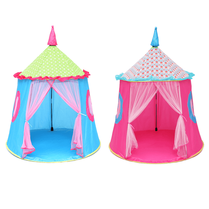 120X110Cm Kids Folding Play Tent Princess Indoor/Outdoor Castle Playhouse Game Tent for over Aged 3 Girls＆Boys Gifts - MRSLM