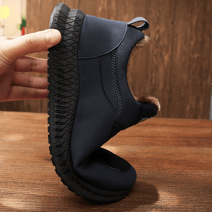 Men Solid Color Warm Lined Soft Slip on Casual Comfy Ankle Snow Boots - MRSLM