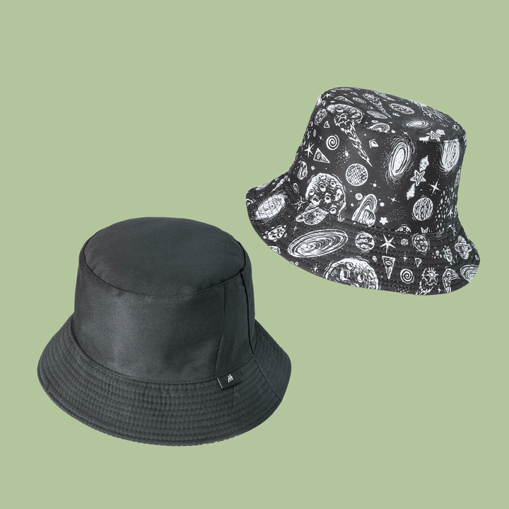 Unisex Starry Sky Bucket Hat Cotton Double Sided Wide Brim Wild Outdoor Sunshade Beach Hat - MRSLM