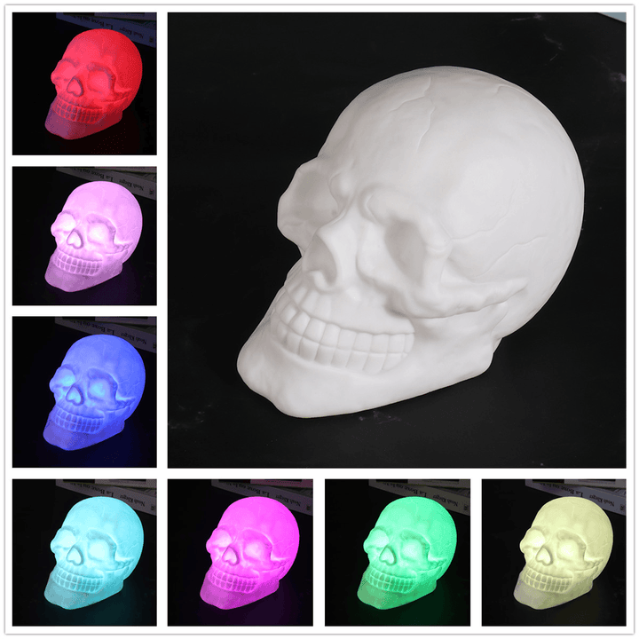 3D Colorful LED Skull Night Light Remote Control Stress Relief USB Rechargeable - MRSLM