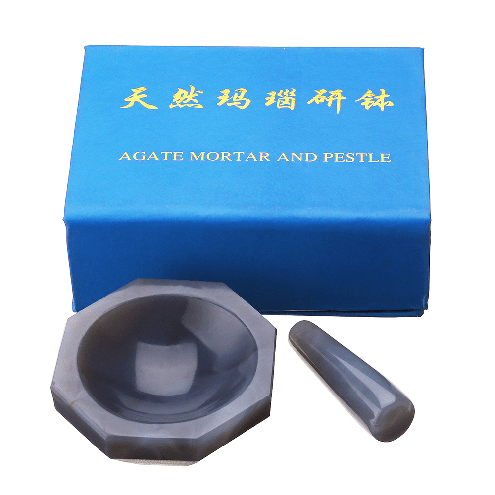 60Mm Natural Agate Mortar with Pestle Lab Glassware Mixing Grinder Kit for Pharmaceutical - MRSLM