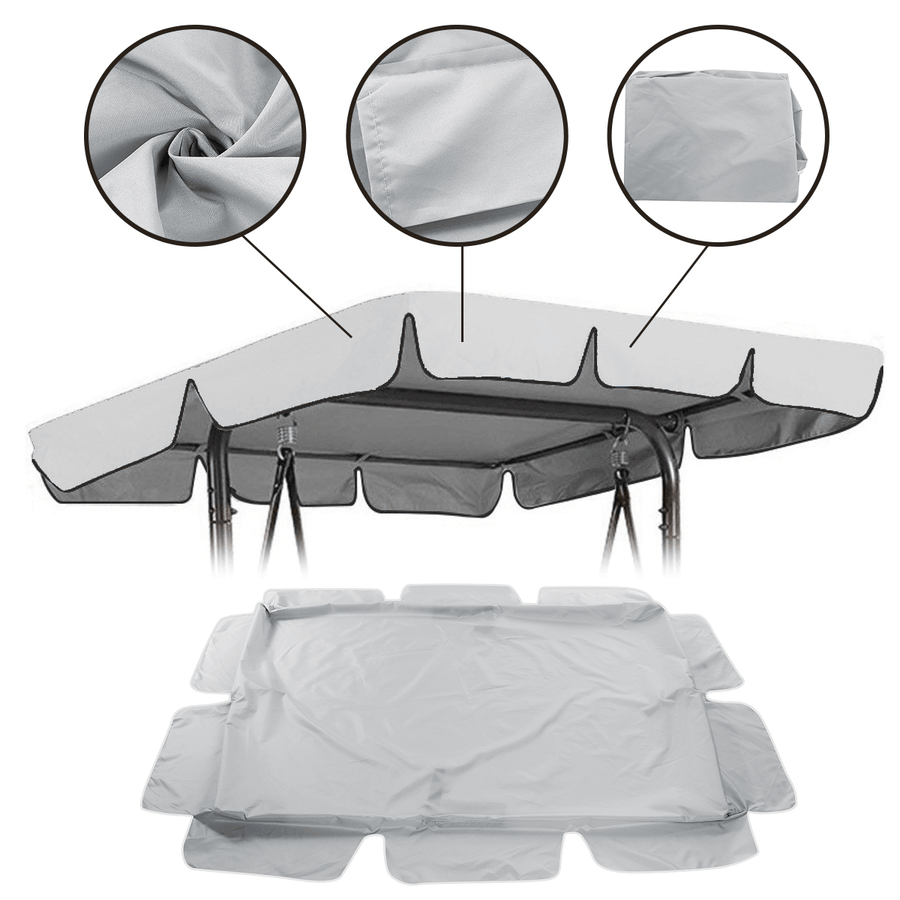2/3 Seater Size Grey Uv-Proof Outdoor Garden Patio Swing Sunshade Cover Waterproof Canopy Seat Top Cover - MRSLM