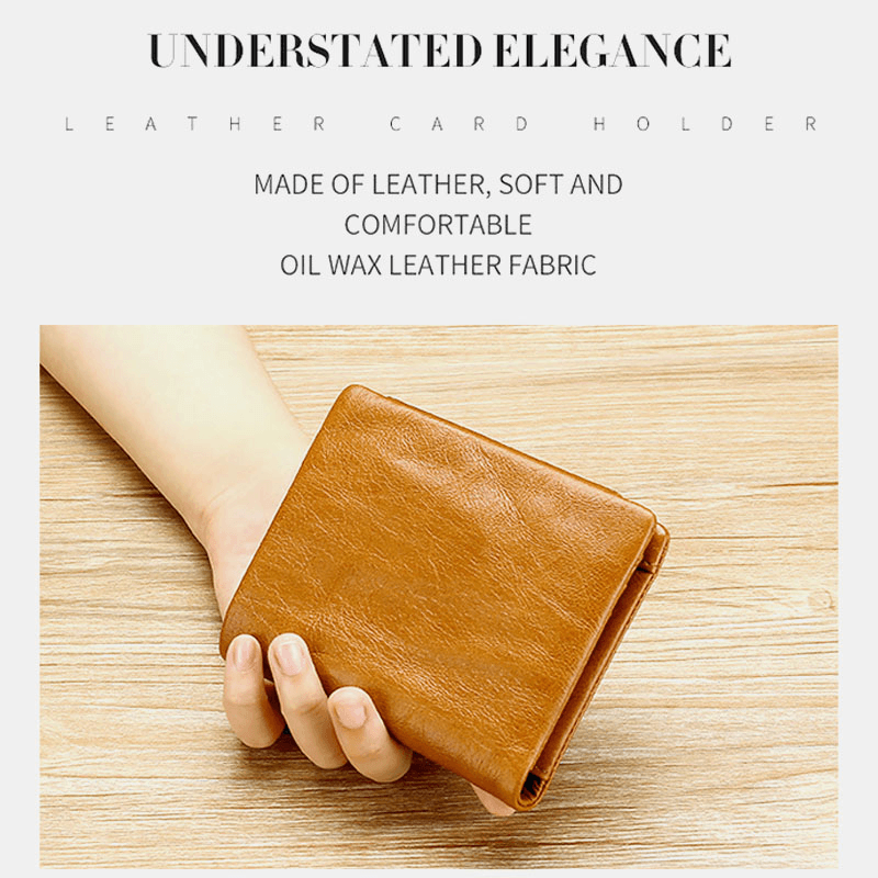 Men Genuine Leather Vintage Tri-Fold Wallet - MRSLM