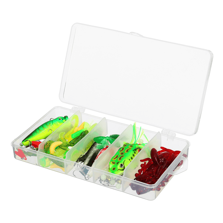 94/164PCS Fishing Lure Set Realistic Frog Soft Bait Portable Fishing Kit Outdoor Fishing Tools - MRSLM