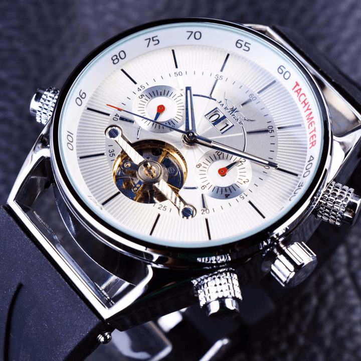 JARAGAR GMT960 Calendar Automatic Mechanical Watches Rubber Band Men Wrist Watch - MRSLM