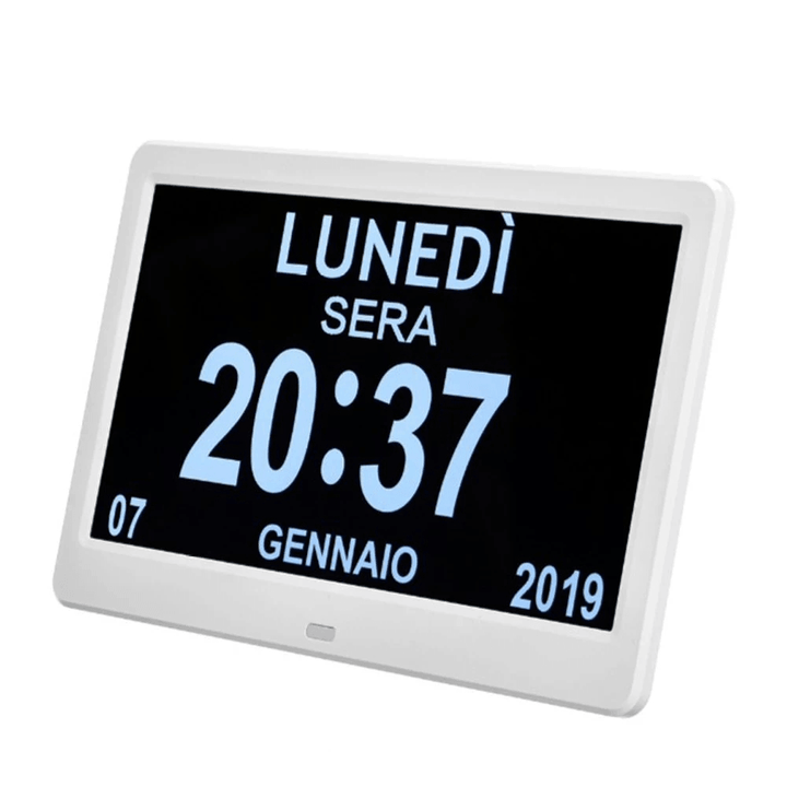 10.1 Inches High Definition Digital Large Non-Abbreviated Day Clock Date Time Display Table Alarm Clock - MRSLM