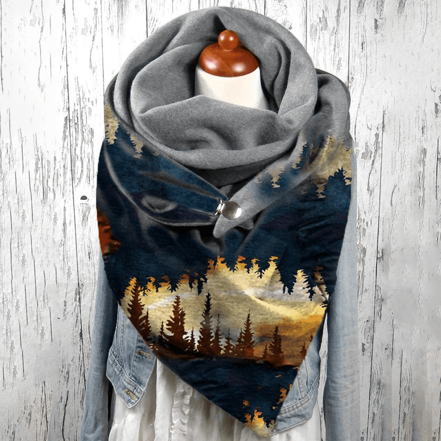 Women Forest Treetop Print Pattern Soft Personality Neck Protection Keep Warm Scarf - MRSLM