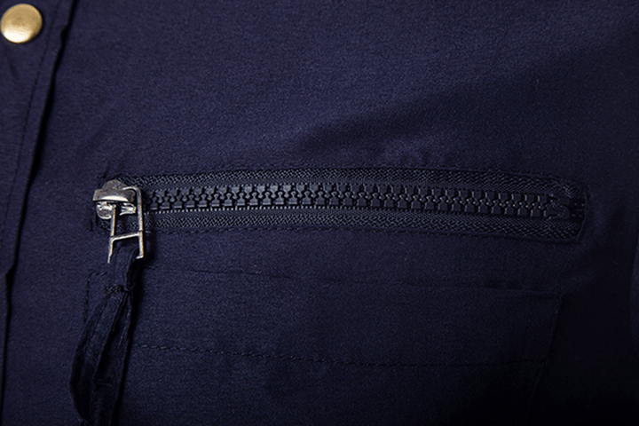 Mens Stylish Fashion Snap Fastener Multi Pockets Zippers Epaulet Decoration Slim Fit Designer Shirt - MRSLM