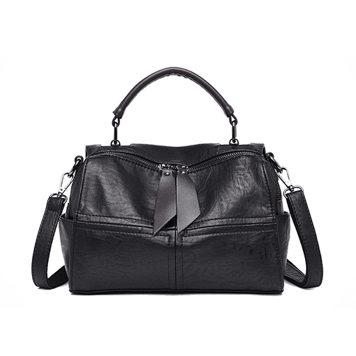 Women Soft Leather Crossbody Bag Stitching Leisure Handbag - MRSLM