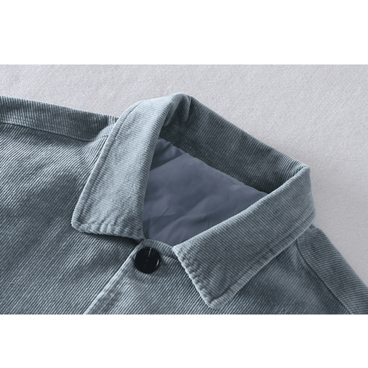 Vintage Corduroy Double Pockets Mens Long Sleeve Casual Jack - MRSLM